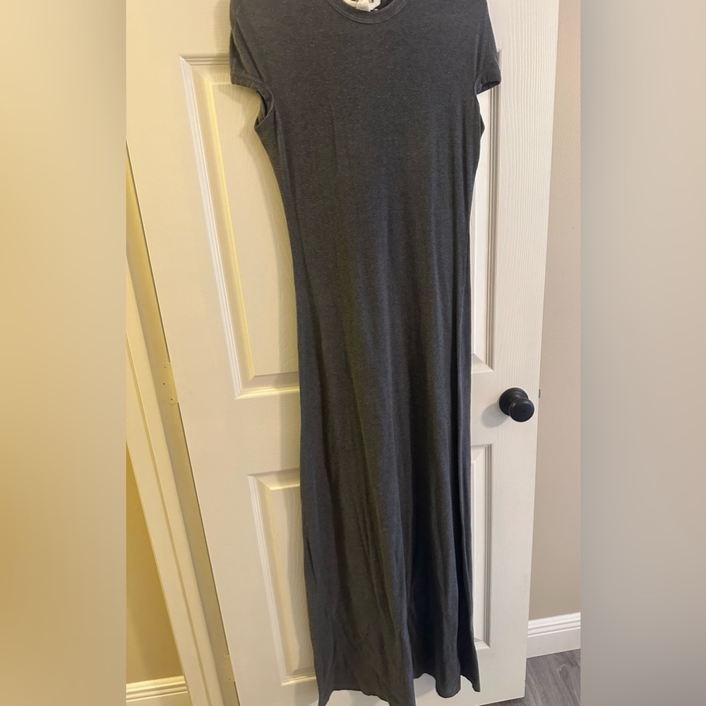 VINTAGE LONG Gray Short Sleeve Tee Shirt Dress Soft as Butter sm/4